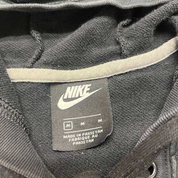 Nike Black Women Medium Sportswear French Terry Lace Up Swoosh Sweatshirt Hoodie - Picture 4 of 10